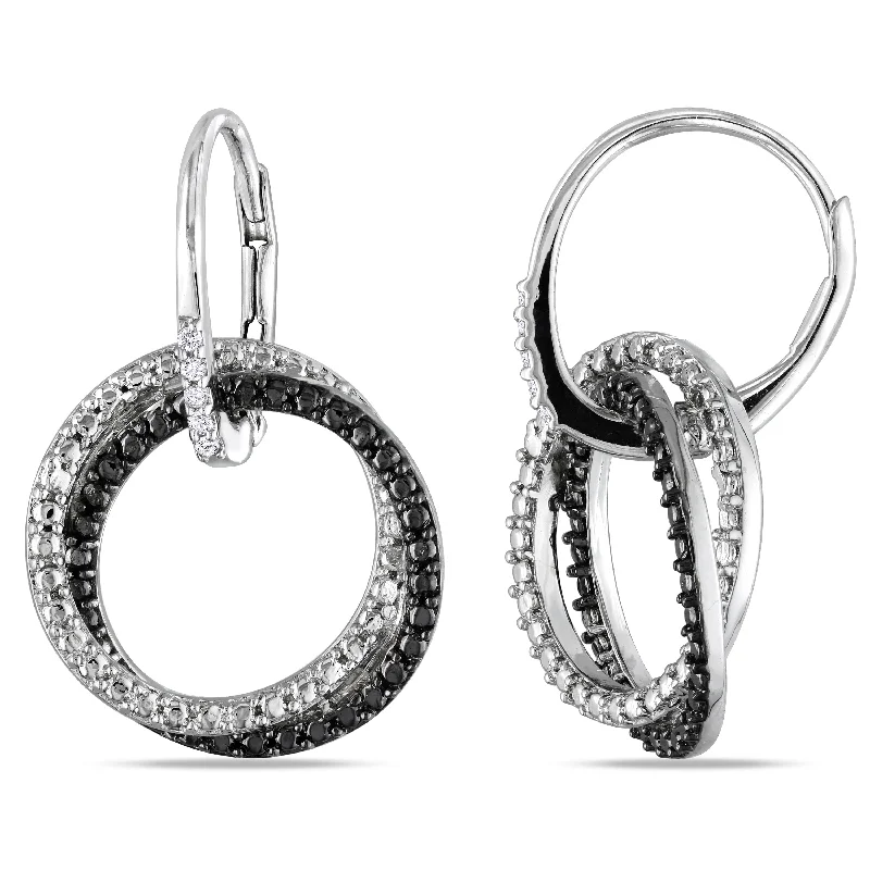 Special Jewelry Deals – Upgrade Your Collection Mimi & Max Diamond Double Interlocked Circle Leverback Earrings in Sterling Silver with Black Rhodium