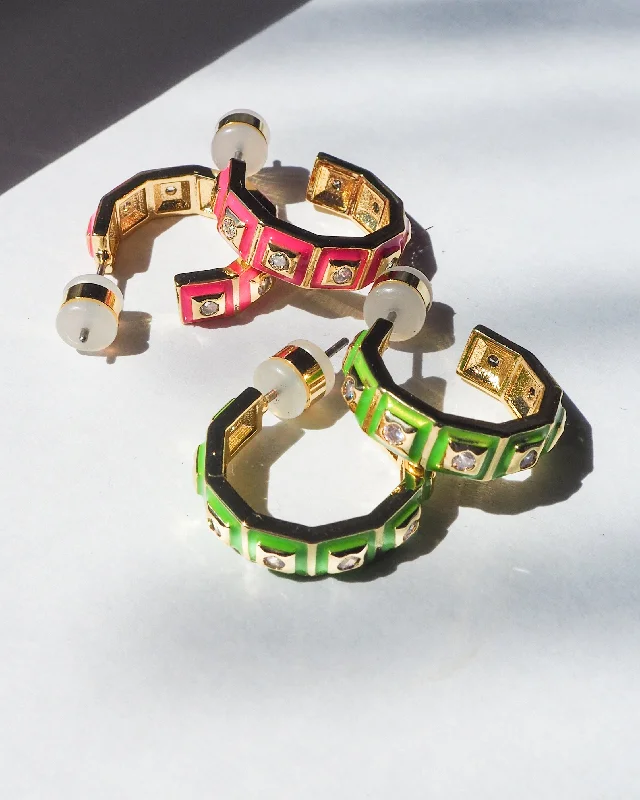 Once-A-Year Jewelry Deals – Shop Before They’Re Gone Mini Pyramid Stud Hoops- Bright Green- Gold