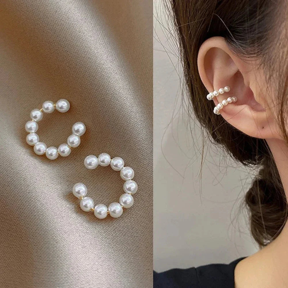 Elegant Rose Gold Jewelry For A Stylish Touch Pearl Beaded Cuff Clip Earrings