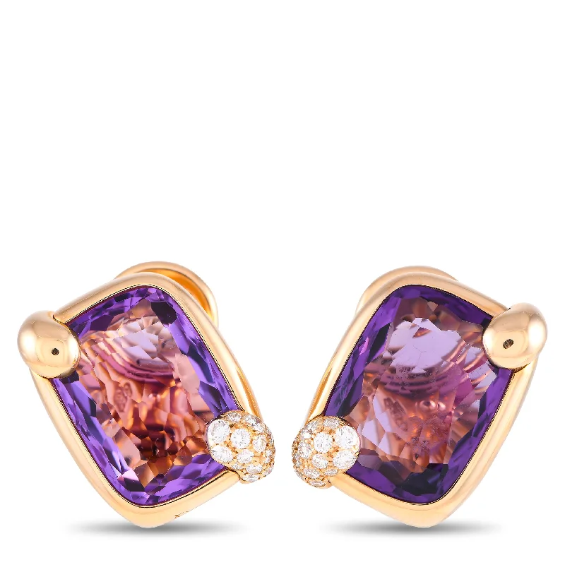 Seasonal Jewelry Deals – Elevate Your Style Pomellato Ritratto 18K Yellow Gold Diamond and Amethyst Earrings PO23-102124