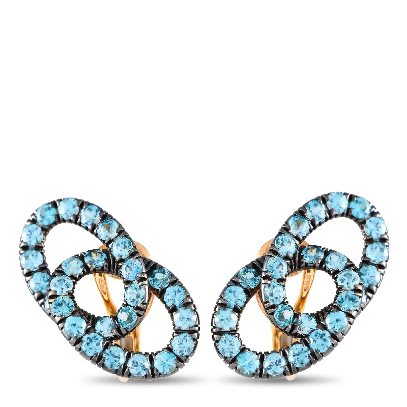 Premium Jewelry Now Available At Special Discounts Pomellato Tango 18K Yellow Gold Blue Zircon Earrings PO16-102124