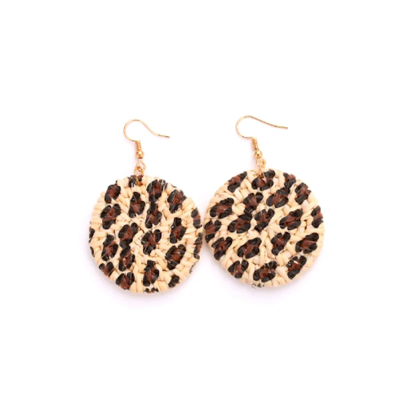 Seasonal Jewelry Deals – Elevate Your Style Rattan Drop Earrings with Leopard Print