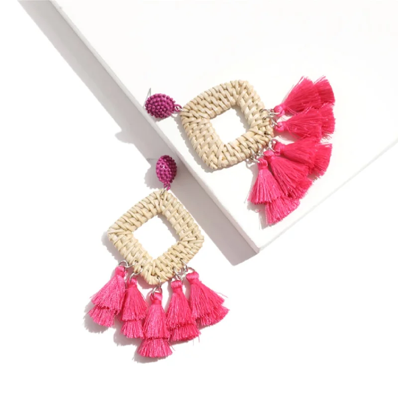 Grab Stylish Jewelry Before The Sale Ends Rattan Drop Earrings with Tassel