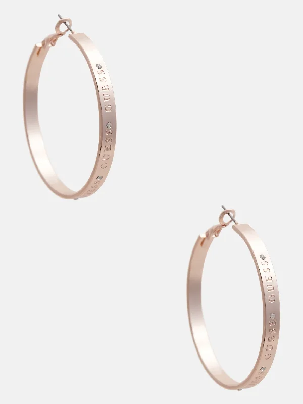 Shop Stylish Jewelry Now And Save Big Rose Gold-Tone Logo Hoop Earrings