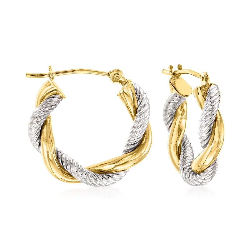 Huge Savings On Timeless Jewelry Collections Ross-Simons 14kt 2-Tone Gold Twisted Hoop Earrings