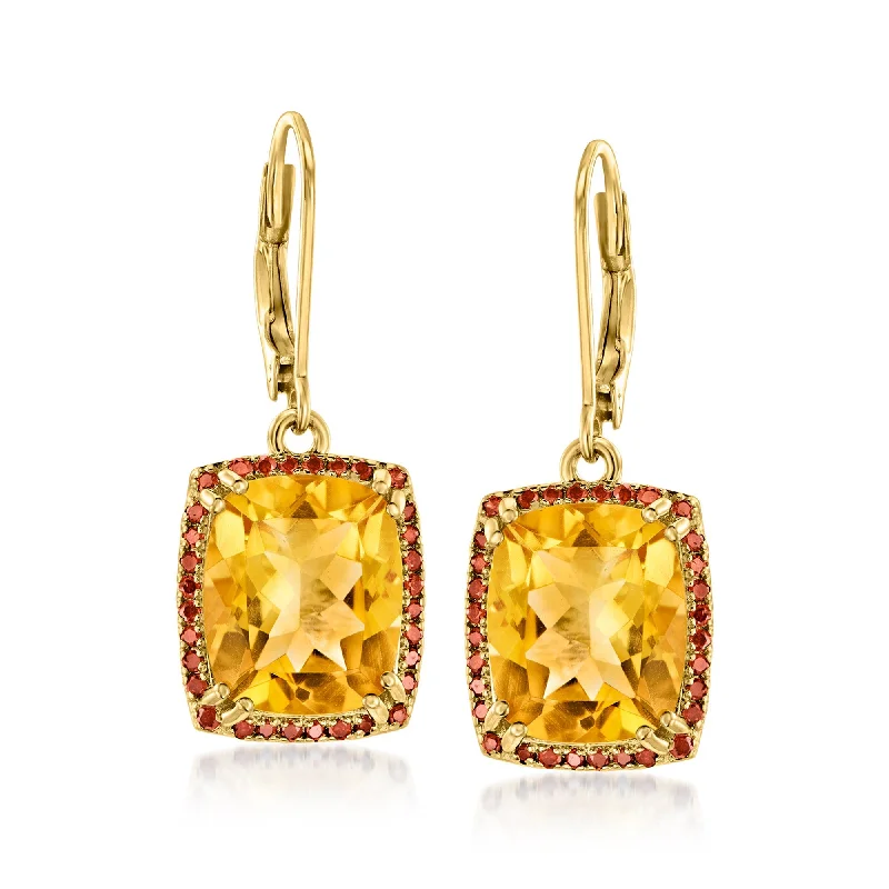 Breathtaking Jewelry, Breathtaking Prices Ross-Simons Citrine and . Red Diamond Drop Earrings in 18kt Gold Over Sterling