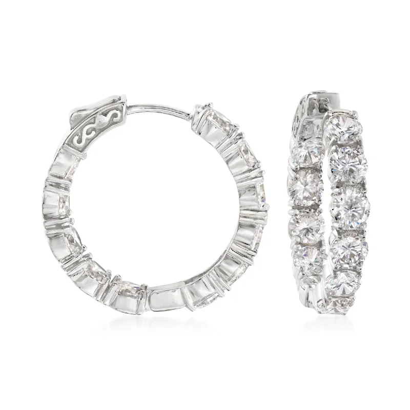 Luxury Jewelry At Unbeatable Discounts Ross-Simons CZ Inside-Outside Hoop Earrings in Sterling Silver