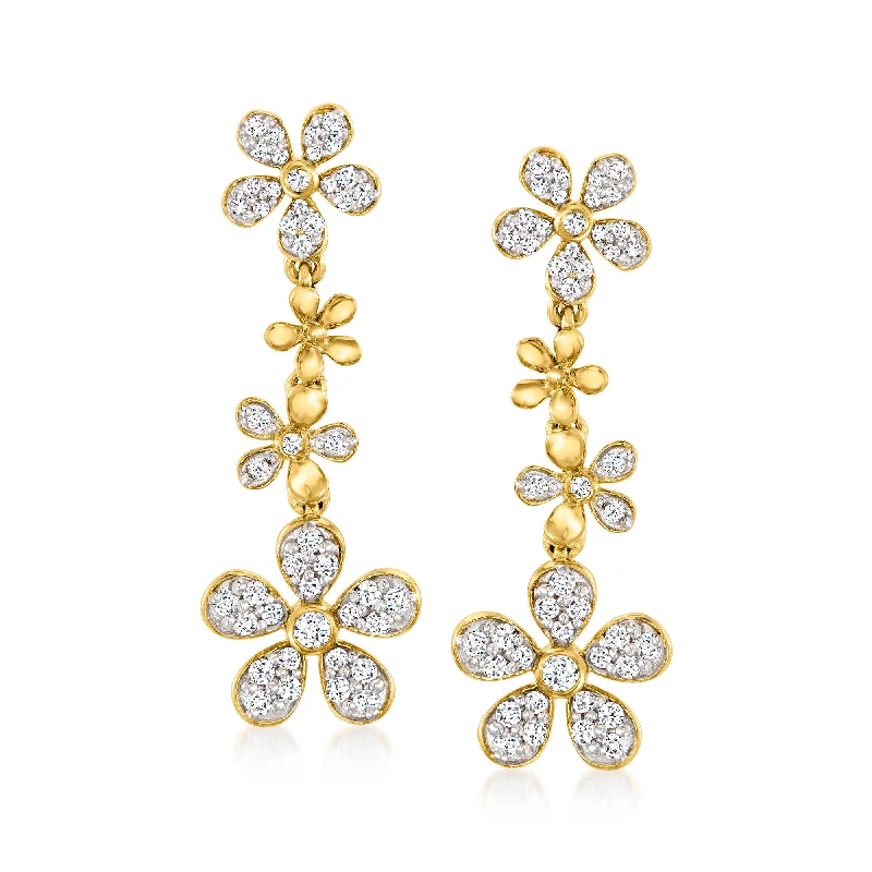 Unlock Unbeatable Jewelry Deals Before They’Re Gone Ross-Simons Diamond Daisy Drop Earrings in 18kt Gold Over Sterling