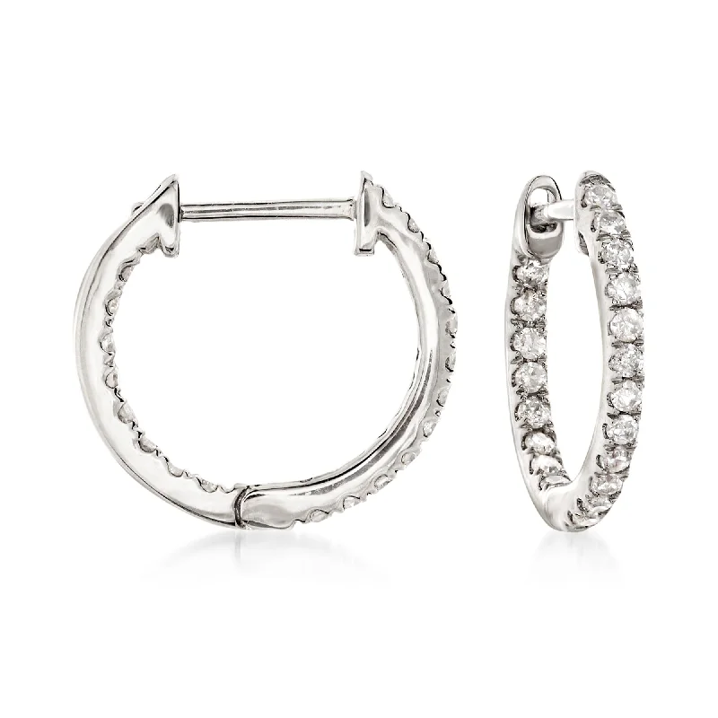 Shop Jewelry That Shines Without The High Price Ross-Simons Diamond Inside-Outside Huggie Hoop Earrings in 14kt White Gold