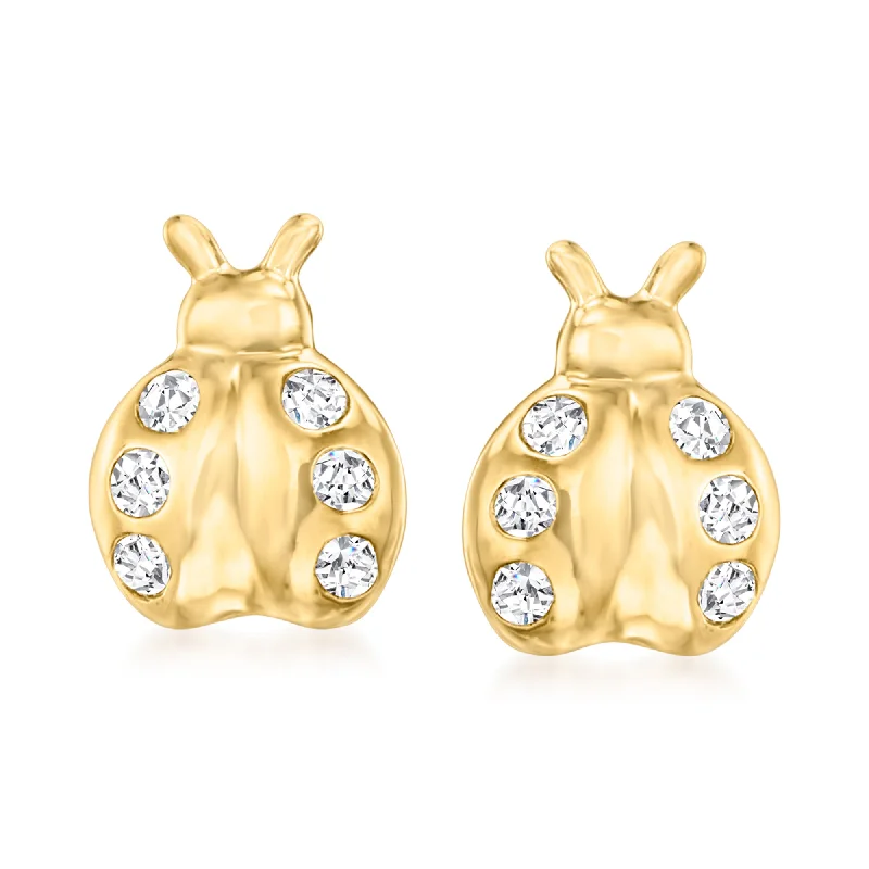 Glamorous Jewelry, Glamorous Deals – Shop Now Ross-Simons Diamond Ladybug Earrings in 18kt Gold Over Sterling