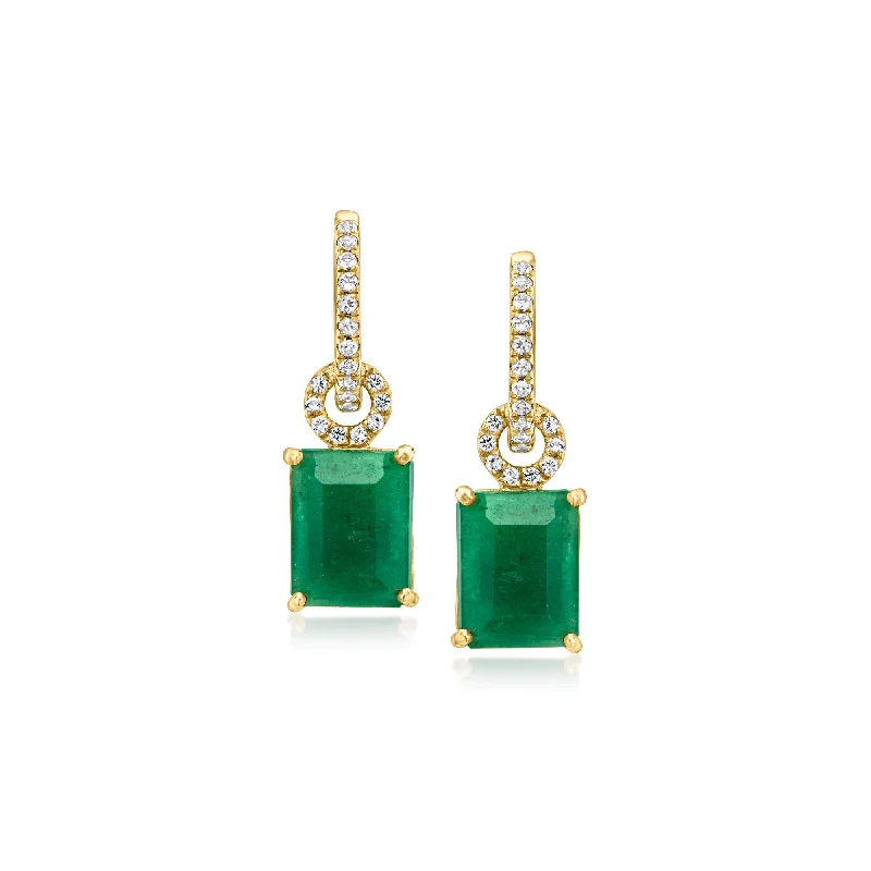 High-End Sparkle, Low-End Prices – Jewelry Sale Live Ross-Simons Emerald and . White Topaz Drop Earrings in 18kt Gold Over Sterling