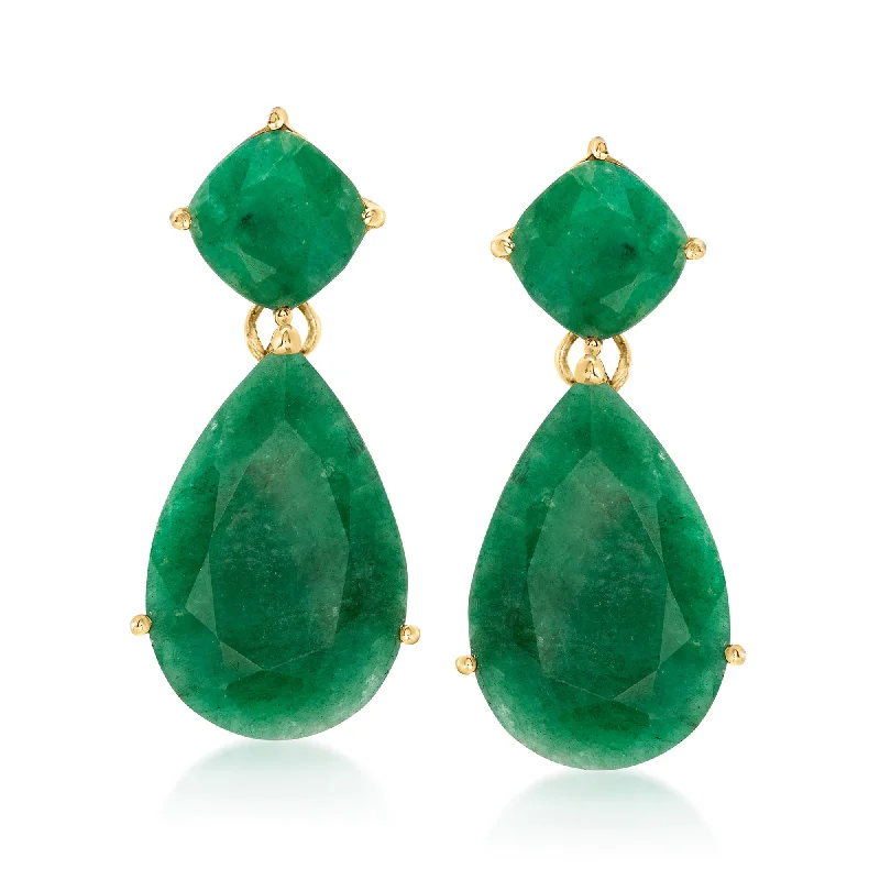 Timeless Jewelry At Special Discount Rates Ross-Simons Emerald Drop Earrings in 18kt Gold Over Sterling