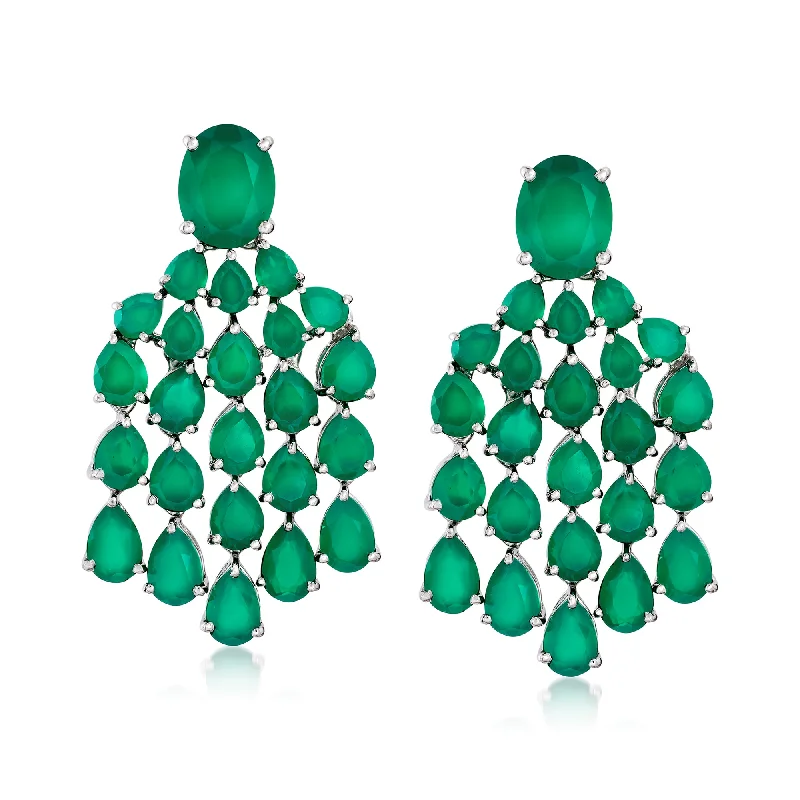 Grab Stylish Jewelry Before The Sale Ends Ross-Simons Green Chalcedony Chandelier Drop Earrings in Sterling Silver