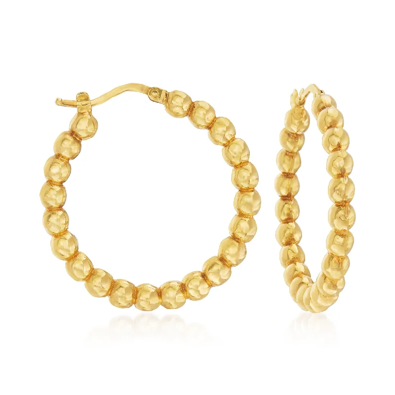 Last Chance To Shop High-End Jewelry At Markdown Prices Ross-Simons Italian 14kt Yellow Gold Beaded Hoop Earrings