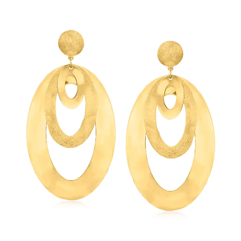 Get Your Favorite Jewelry At The Best Price Ross-Simons Italian 18kt Gold Over Sterling Textured Oval Drop Earrings