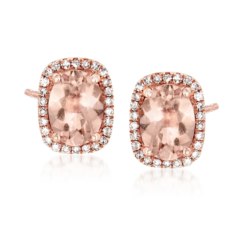 Timeless Elegance Now At Special Discounts Ross-Simons Morganite and . Diamond Earrings in 14kt Rose Gold