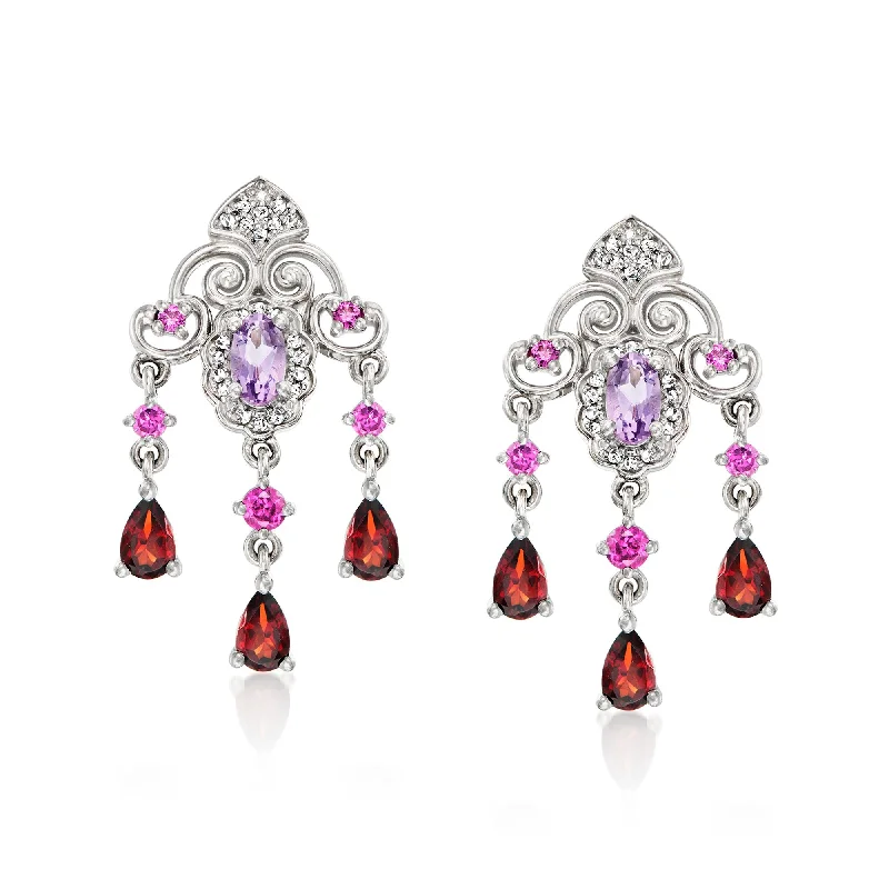 Exclusive Online Jewelry Sale – Don't Wait Ross-Simons Multi-Gemstone and . Diamond Chandelier Earrings in Sterling Silver