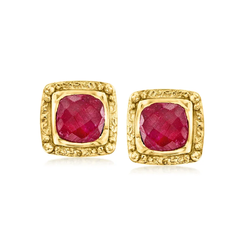 Celebrate With Sparkle – Jewelry Sale Now Live Ross-Simons Ruby Etruscan-Style Earrings in 18kt Gold Over Sterling