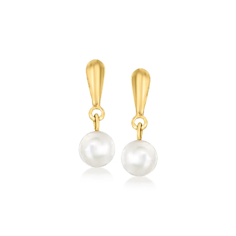 Affordable Luxury Jewelry – Style At A Great Price RS Pure by Ross-Simons 5-6mm Cultured Pearl Drop Earrings in 14kt Yellow Gold