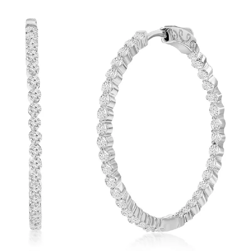 Limited-Time Offer On Elegant Jewelry Pieces Sterling Silver or Gold Plated over Sterling Silver 35mm Inside-Outside Round CZ Hoop Earrings