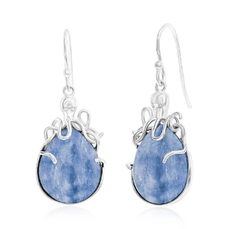 Premium Jewelry, Premium Discounts – Act Fast Sterling Silver Pear-Shaped Kyanite Octopus Earrings