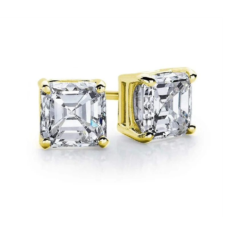 Sparkle More For Less – Jewelry Sale Happening Now Suzy Levian Gold Plated Sterling Silver Asscher-Cut Cubic Zirconia 6mm 2.50 cttw Stud Earrings