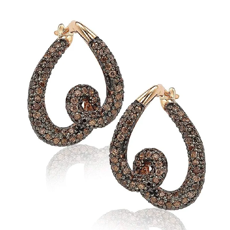 Sparkle In Style With Our Best Jewelry Deals Suzy Levian Rose Sterling Silver Brown Cubic Zirconia Swirl Earrings