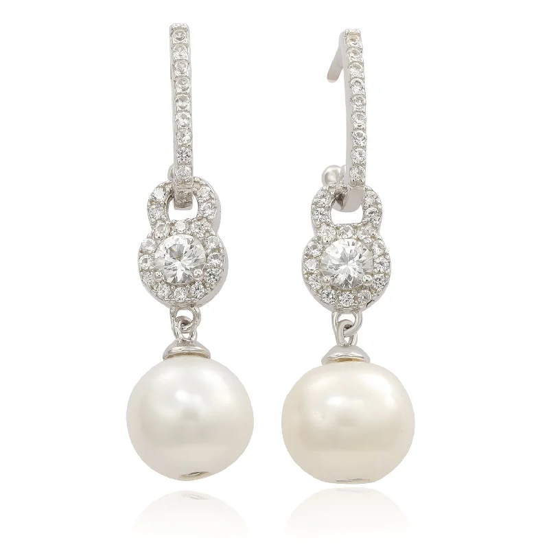 Sparkle For Less – Shop Our Limited-Time Jewelry Deals Suzy Levian Sterling Silver Pearl and White Sapphire Drop earrings