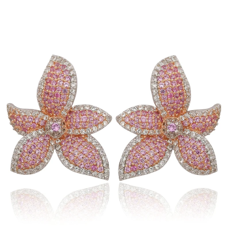 Jewelry Sale Bonanza – Grab Your Sparkle Now Suzy Levian Sterling Silver Pink Sapphire & White Sapphire Flower Earrings