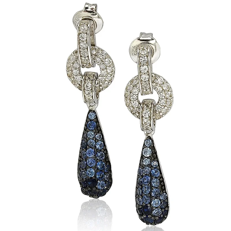 Your Dream Jewelry At Dream Prices – Shop Now Suzy Levian Sterling Silver Sapphire and Diamond Accent Tear Drop Dangle Earrings