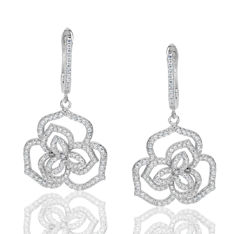 Get The Jewelry You Love At A Price You Love Suzy Levian Sterling Silver White Cubic Zirconia Wild Flower Earrings.