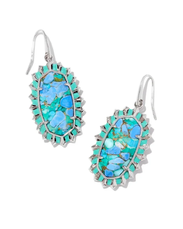 Shop High-Quality Jewelry At Jaw-Dropping Discounts Women's Dani Color Burst Frame Earrings In Bronze Veined Aqua Magnesite