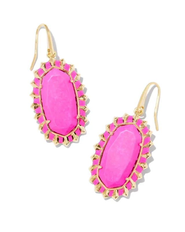 Elegant Necklaces And Bracelets At Limited-Time Offers Women's Dani Color Burst Frame Earrings In Neon Pink Magnesite