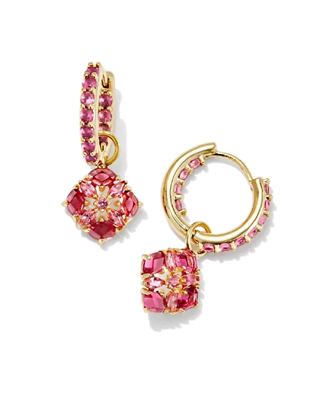 Elevate Your Outfit With Discounted Statement Jewelry Women's Dira Convertible Gold Crystal Earrings In Pink Mix