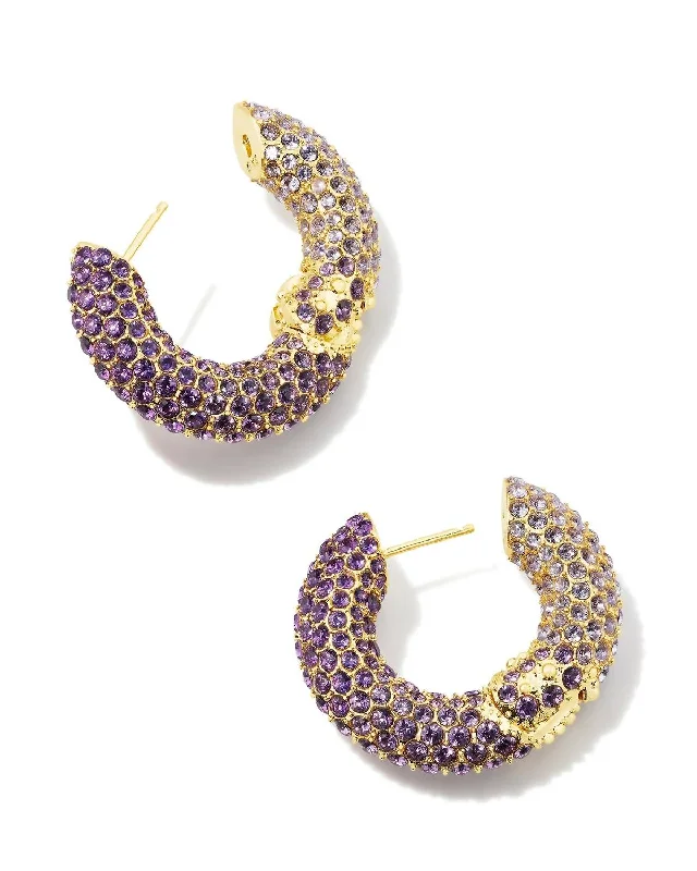 Breathtaking Jewelry At Limited-Time Savings Women's Mikki Gold Pave Hoop Earrings In Purple Mauve Ombre Mix