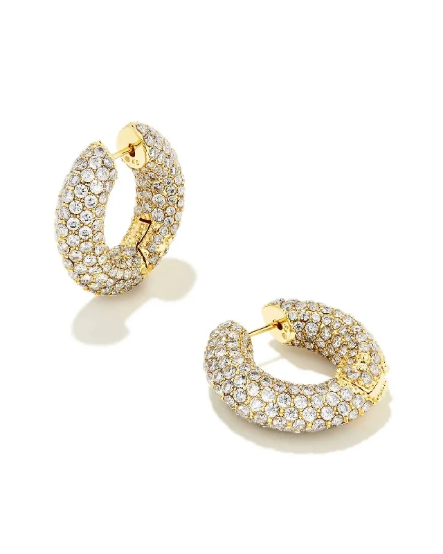 Your Perfect Accessory Now At The Best Price Women's Mikki Gold Pave Hoop Earrings In White