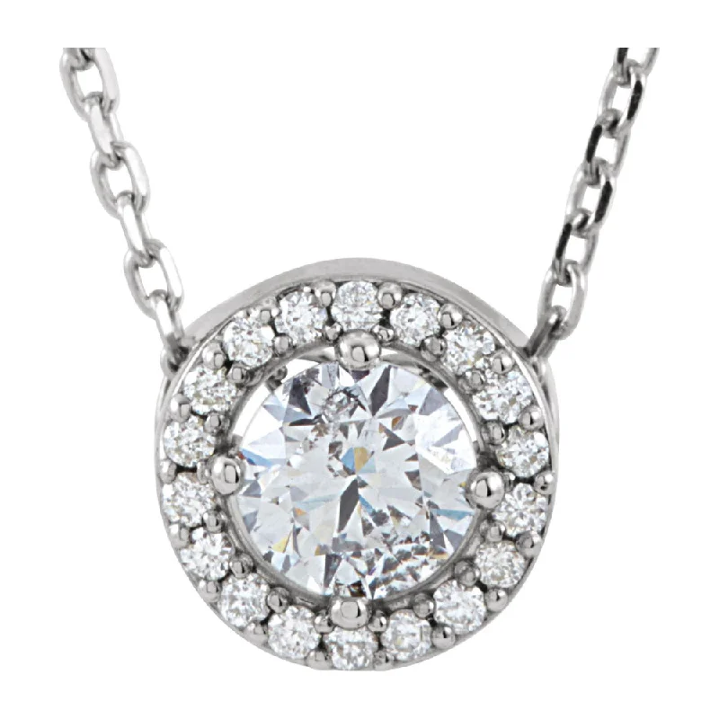 The Ultimate Jewelry Sale – Shop Premium Styles 14K White Gold 1/4, 3/8, or 1/2 Ctw Diamond Halo Style Necklace, 16 In