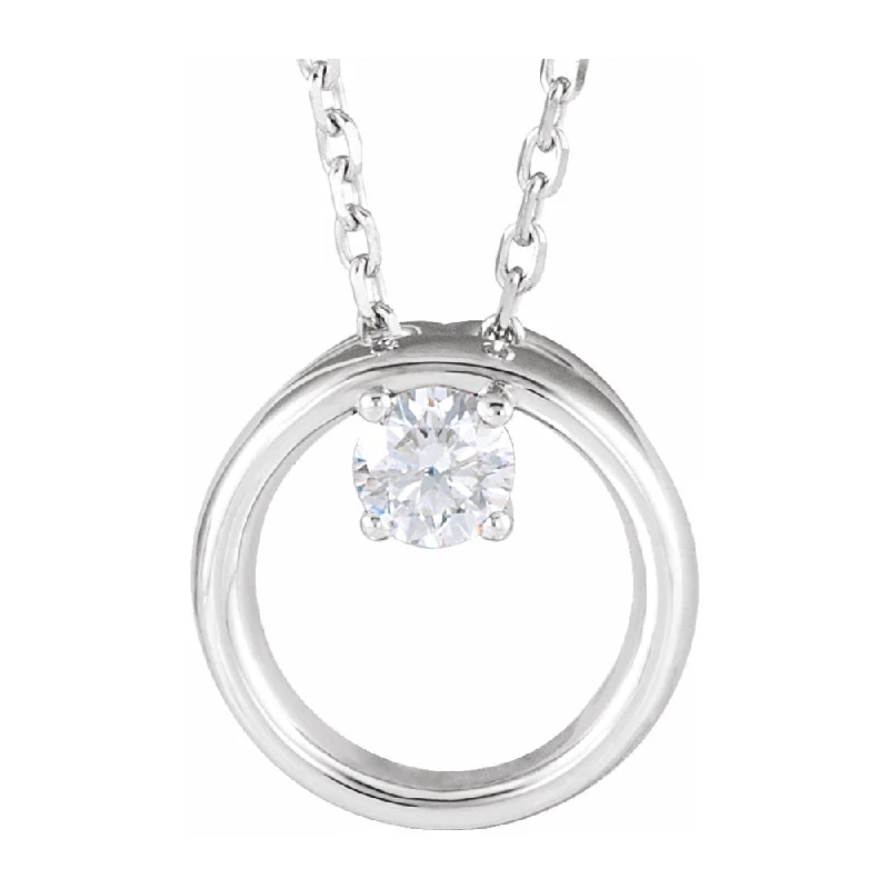 Shop Signature Jewelry Styles At Exclusive Prices 14K Yellow or White Gold 1/10 CT Diamond Circle Necklace, 16-18 Inch