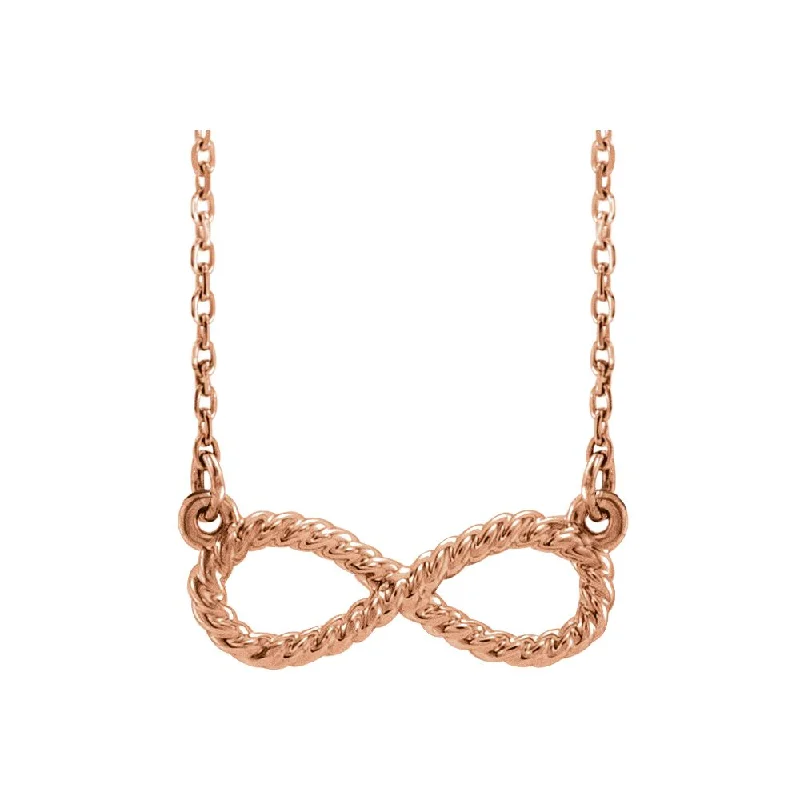 Trending Jewelry Now Available At Exclusive Prices 14k Yellow, White or Rose Gold Small Rope Infinity Necklace 16-18 Inch