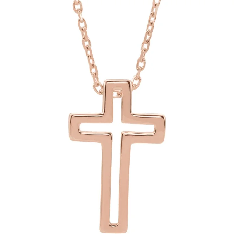 Shop Stylish Jewelry Now And Save Big 14k Yellow, White or Rose Gold Small Voided Cross Necklace, 16-18 Inch