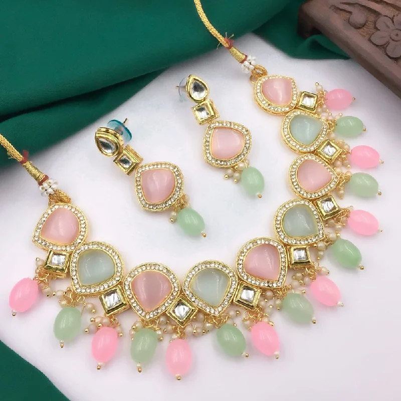 Affordable Glamour – Premium Jewelry At Special Prices 5G Jewellery Gold Plated Crystal Stone And Beads Necklace Set