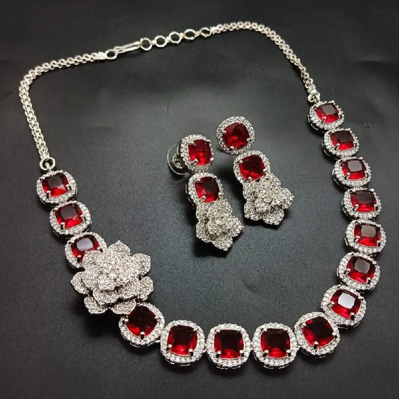 Stunning Jewelry At A Fraction Of The Price Aamrapali Silver Plated AD Choker Necklace Set