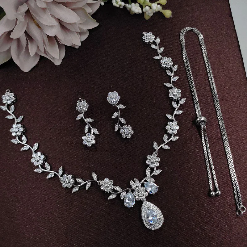 High-Quality Jewelry At A Fraction Of The Cost Aamrapali Silver Plated AD Necklace Set