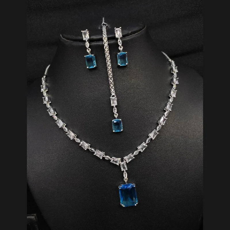 Elegant Jewelry, Exclusive Prices – Shop Now Aamrapali Silver Plated American Diamond Necklace Set