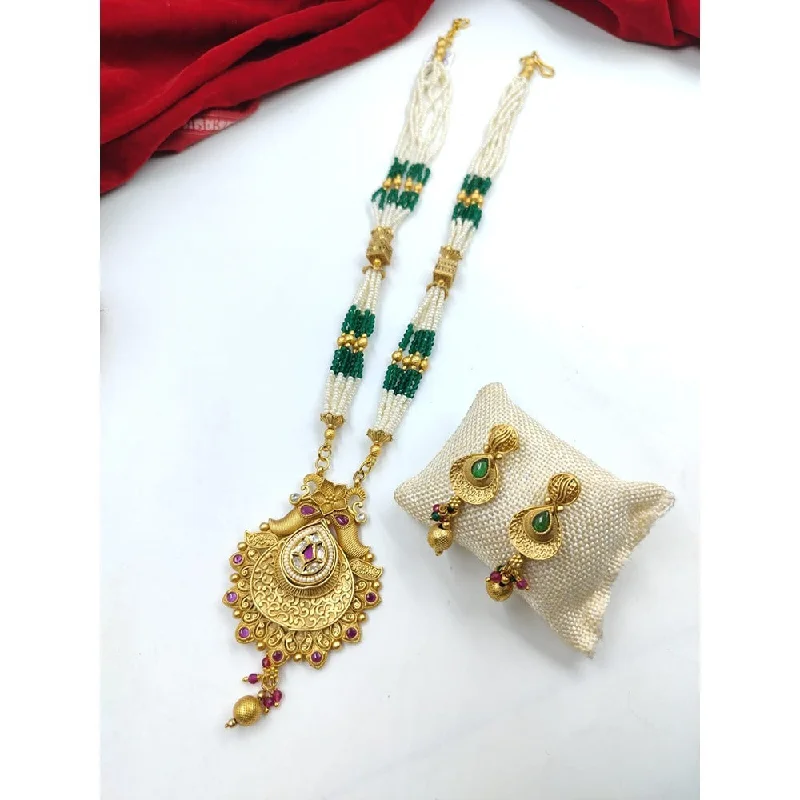 Exclusive Jewelry Sale – Sparkle For Less Akruti Collection Gold Plated Crystal Stone Pearls Long Necklace Set