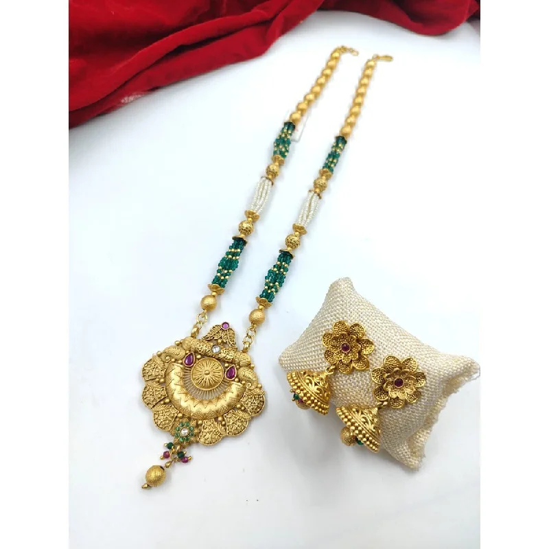 Bestselling Jewelry Now On Sale – Elevate Your Look Akruti Collection Gold Plated Crystal Stone Pearls Long Necklace Set