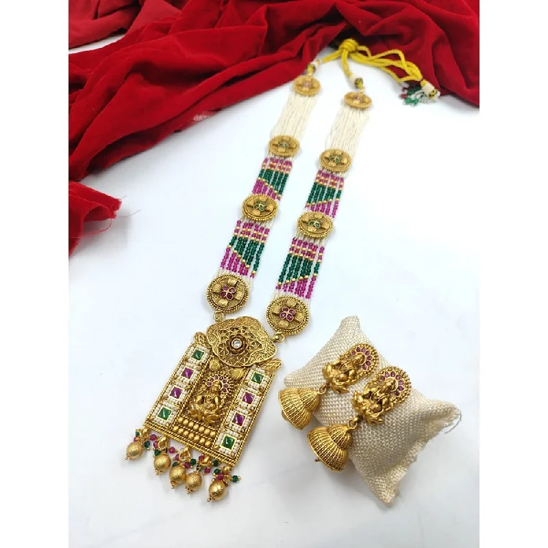 Limited-Stock Jewelry Clearance – Grab Your Favorites Now Akruti Collection Gold Plated Crystal Stone Pearls Long Necklace Set