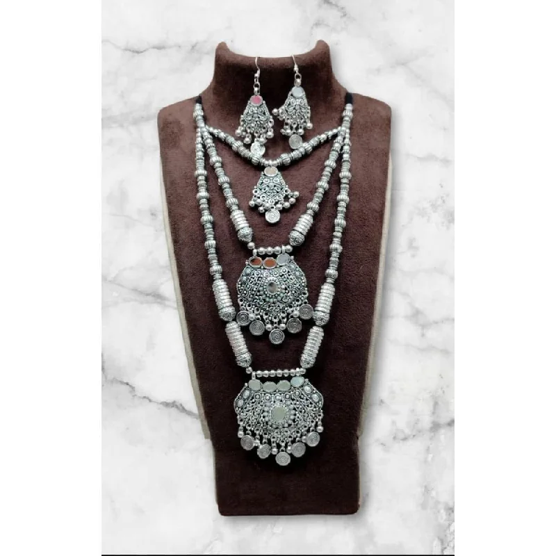 Personalized Jewelry Sale – Unique Gifts At Low Prices Akruti Collection Oxidised  Plated Long mirror Necklace Set