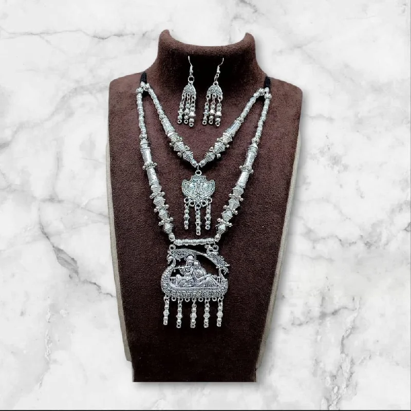 Must-Have Jewelry At Unbelievable Discounts Akruti Collection Oxidised  Plated Long Necklace Set