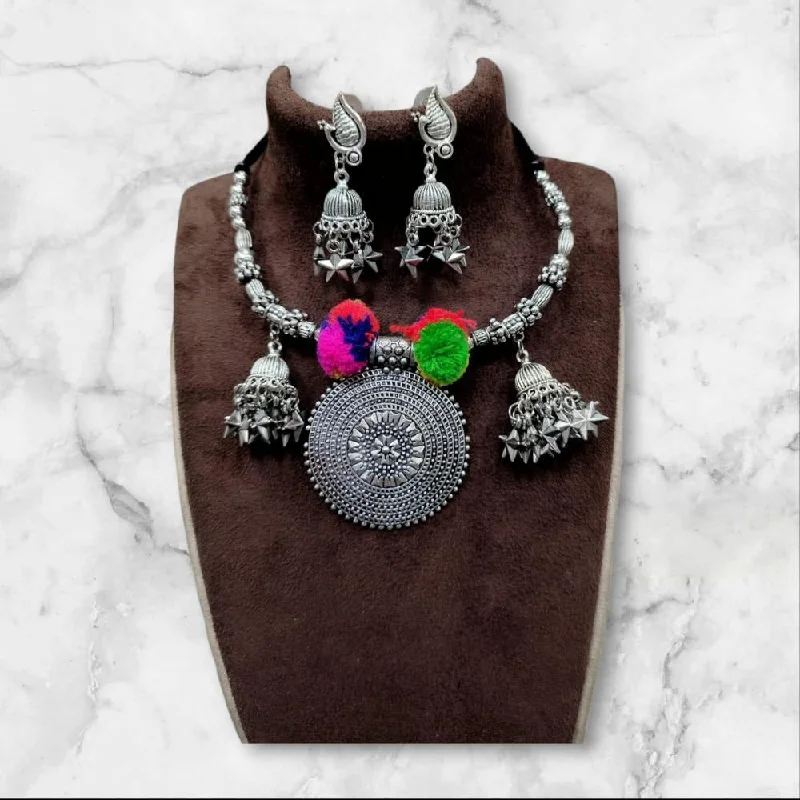 Elevate Your Outfit With Discounted Statement Jewelry Akruti Collection Oxidised  Plated Necklace Set